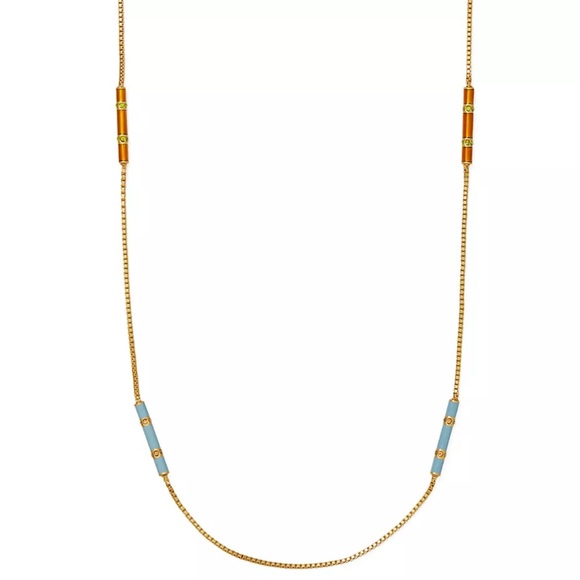 NWT Tory Burch Kira 18K Gold-Plate & Enamel Long Necklace - Picture 10 of 12